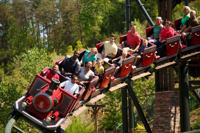 Rope Drop-Our Best Tips 3 Picture of people riding the firechaser express rollercoaster at Dollywood theme park
