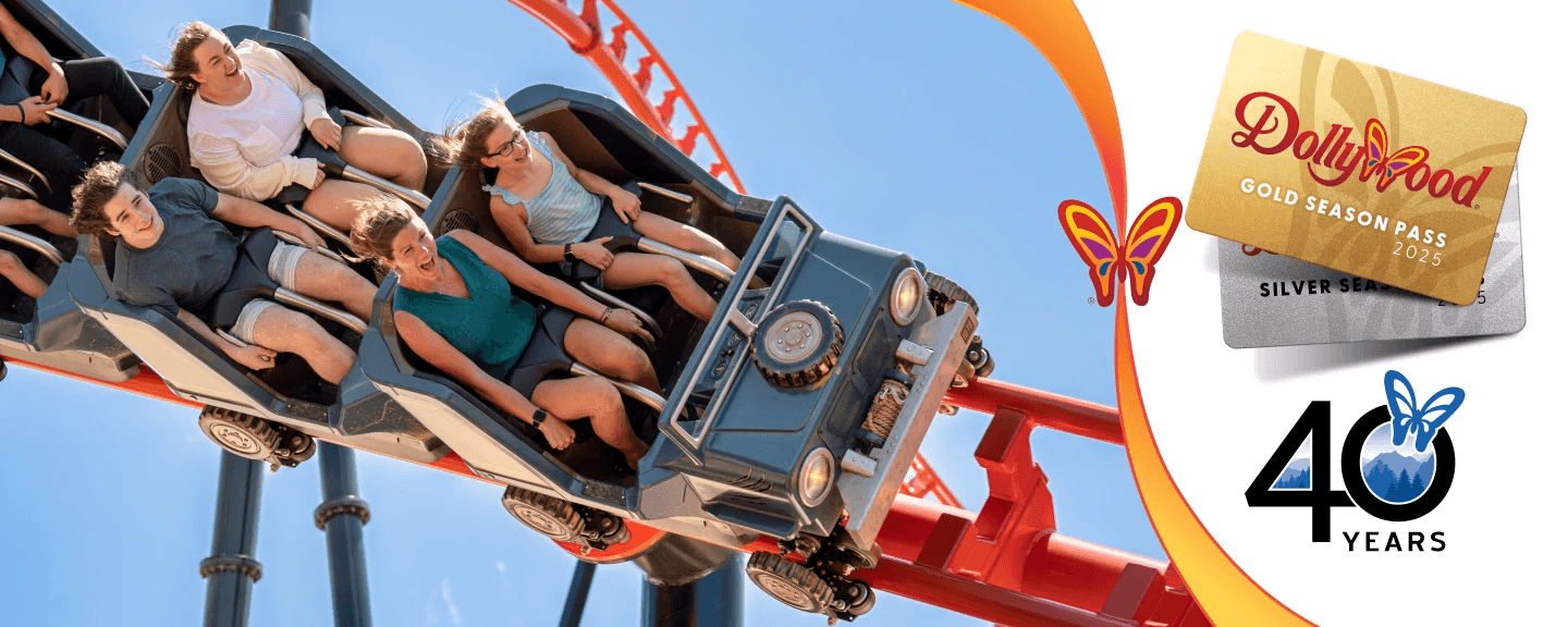 Dollywood Theme Park Season Passes: Are they right for you? 1 Dollywood Big Bear rollercoaster with Season pass logo
