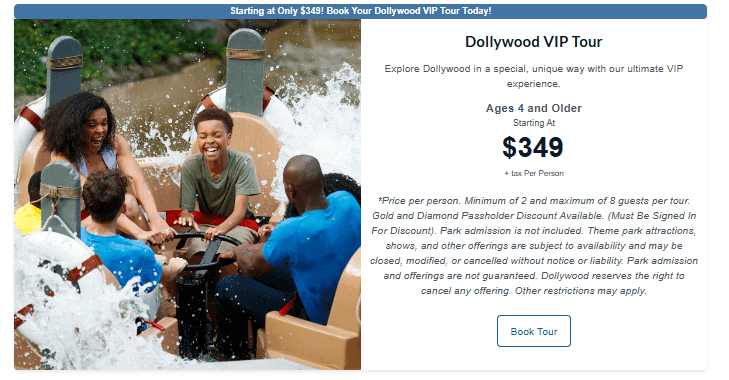 Dollywood VIP Tour Pricing