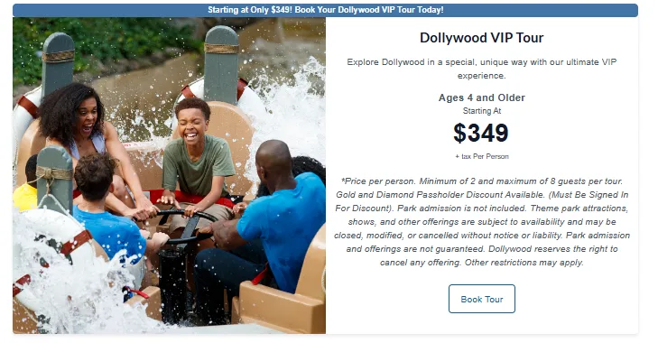 Dollywood VIP Tour Pricing