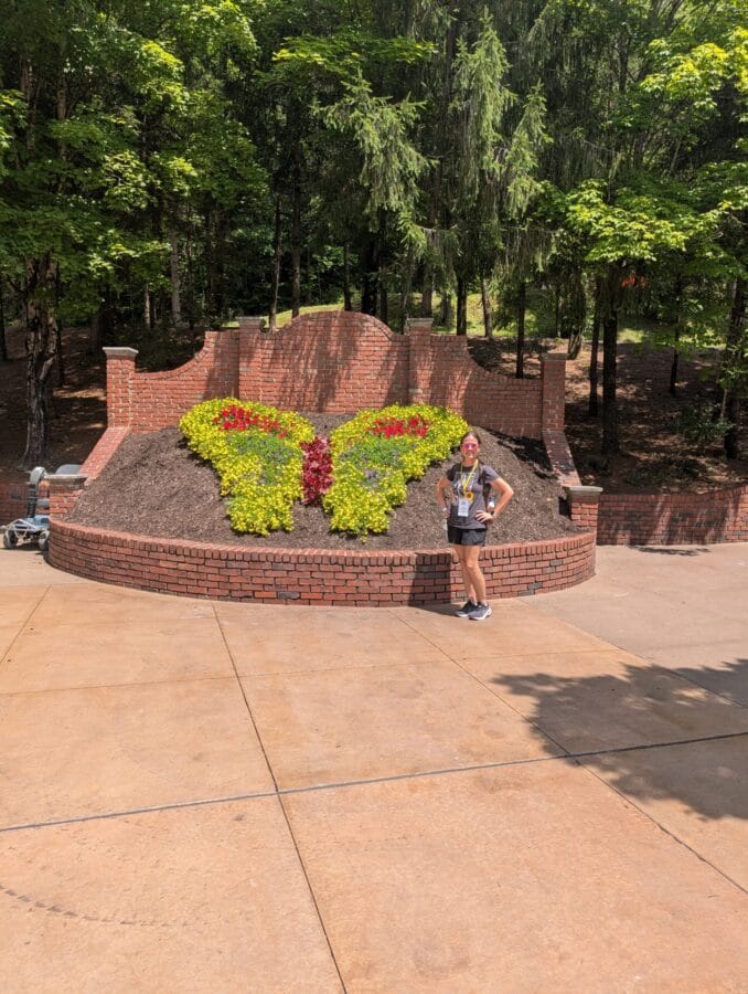 Lindsay Harvey with Butterfly Topiary at Dollywood in Pigeon Forge, TN