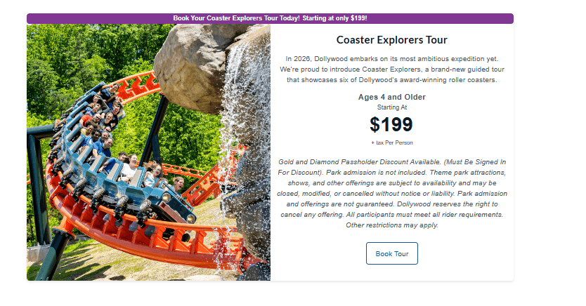 2026 Coasters Explorers Tour Pricing