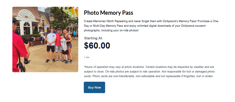 Photo Memory Pass Pricing