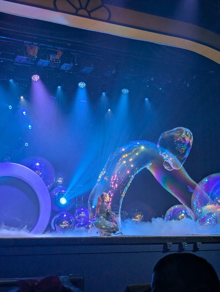 Melody Yang inside a bubble at the Gazillion Bubble Show at Dollywood