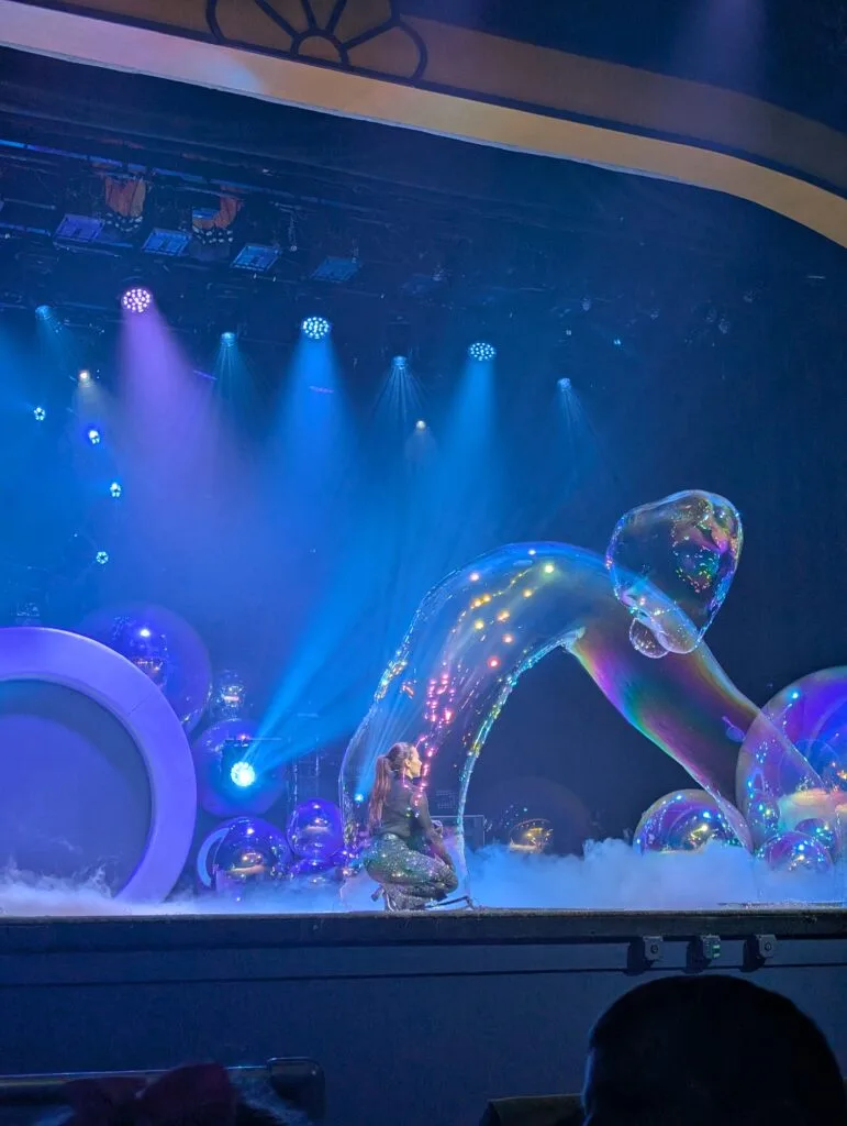 Melody Yang inside a bubble at the Gazillion Bubble Show at Dollywood