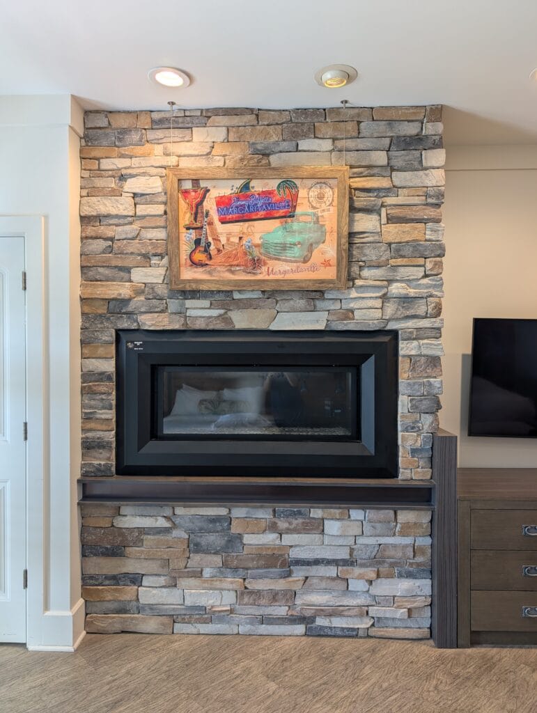 Margaritaville Island Hotel in Pigeon Forge: Paradise in the Smokies 17 Fireplace in a guest room at Margaritaville Island Hotel in Pigeon Forge, TN
