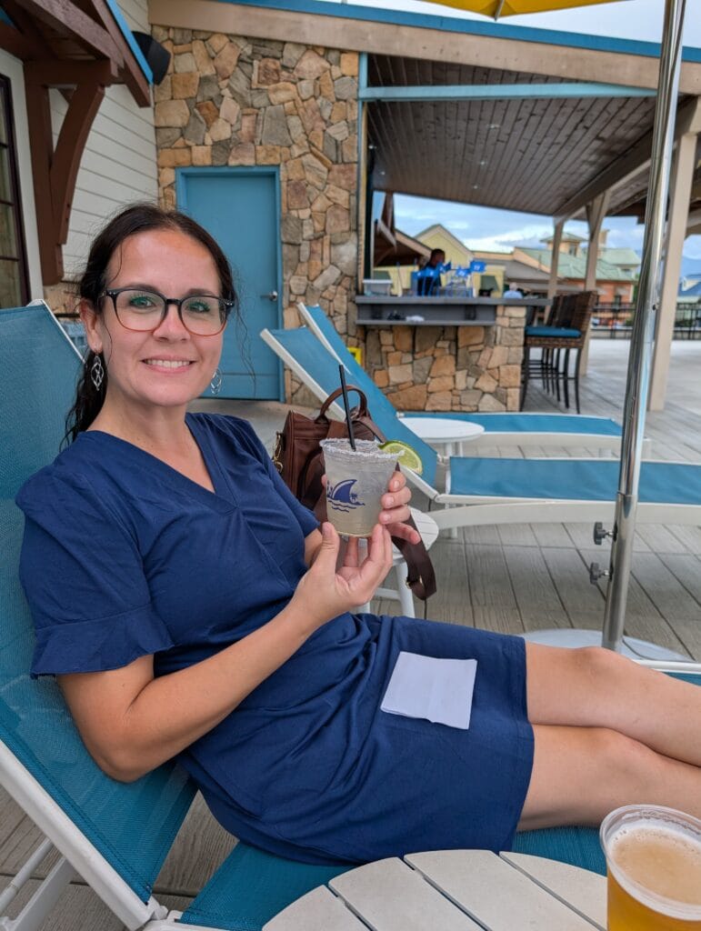 Margaritaville Island Hotel in Pigeon Forge: Paradise in the Smokies 5 Lindsay Harvey with her complimentary Margarita at Margaritaville Island Hotel in Pigeon Forge, TN