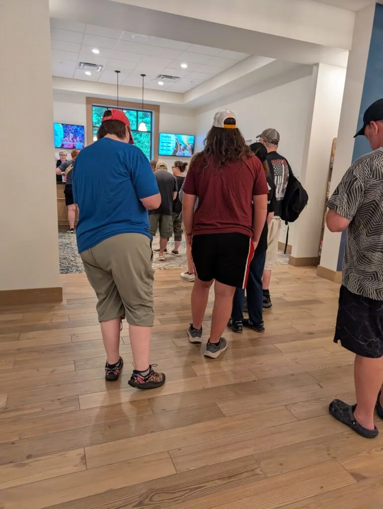 Dollywood's HeartSong Lodge & Resort: Serenity and Perks Galore 10 Line at Ticket Center at Dollywood's HeartSong Lodge and Resort