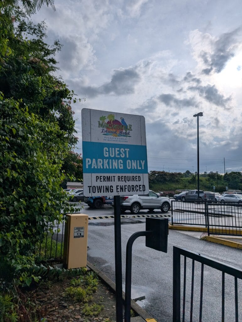 Margaritaville Island Hotel in Pigeon Forge: Paradise in the Smokies 4 Sign for the Guest parking for the Margaritaville Island Hotel in Pigeon Forge, TN