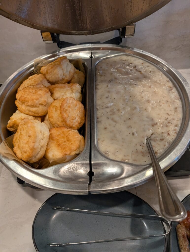 Breakfast at Ember & Elm: A Delicious Start! 4 Biscuits and Gravy at Ember and Elm inside Dollywood's Heartsong Lodge and Resort