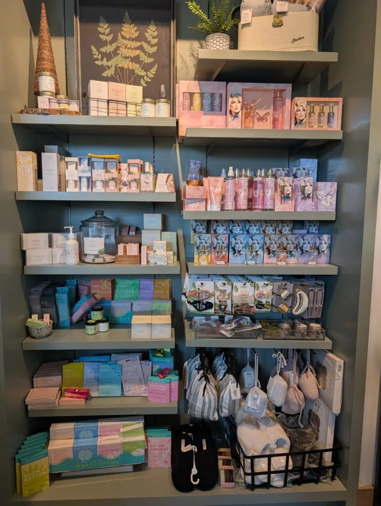 Dollywood's HeartSong Lodge & Resort: Serenity and Perks Galore 17 Merchandise at Honeysuckle & Pine Storied Goods Mercantile at Dollywood's HeartSong Lodge and Resort