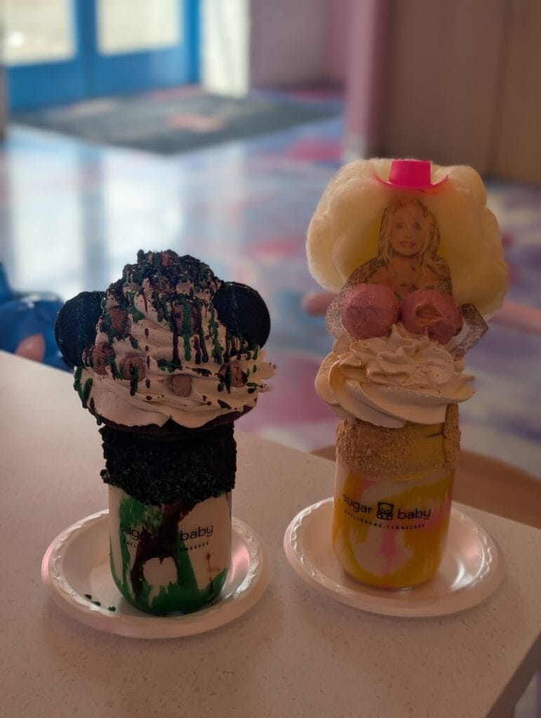 Dolly Parton and Smoky Mountain Milkshakes at Sugar Baby in Gatlinburg, TN Photo Credit: Simply Touring-Lindsay Harvey