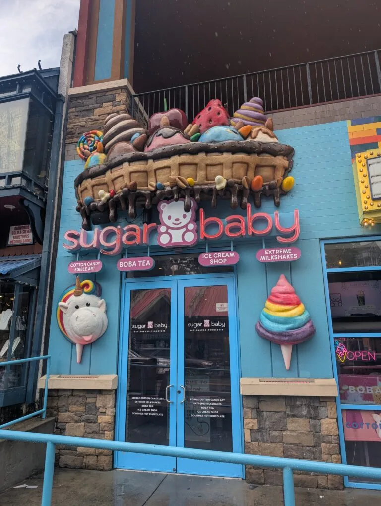 Sugar Baby in Gatlinburg – Sweet Treats with a Big Personality 12 Exterior Store Front of Sugar Baby in Gatlinburg, TN Photo Credit: Lindsay Harvey-Simply Touring