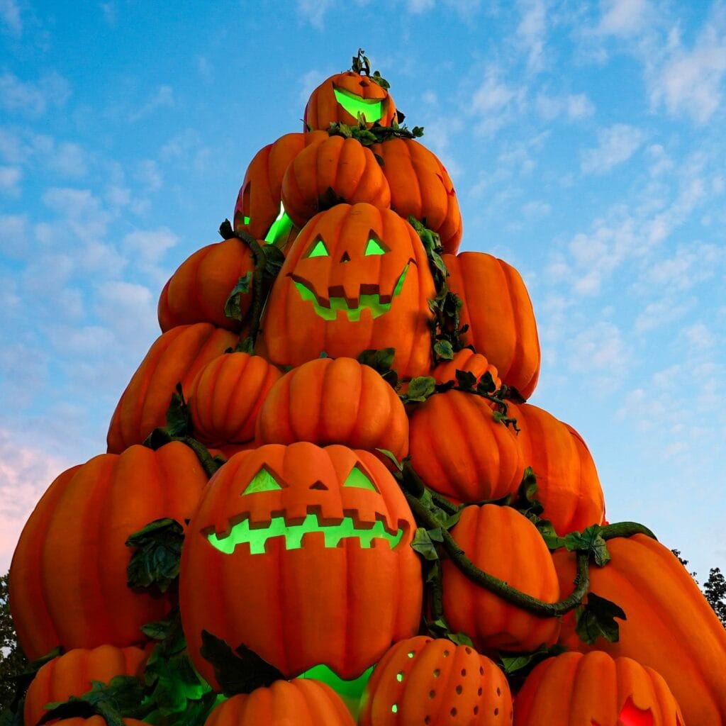 Lit up Pumpkin Tower at Dollywood's Harvest Festival Photo Credit: Dollywood