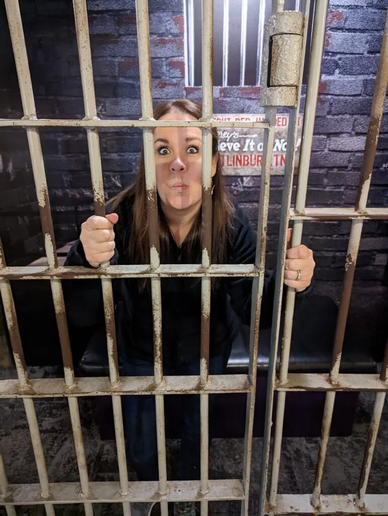 7-Day Smoky Mountain Vacation Itinerary: The Perfect Week in Pigeon Forge & Gatlinburg 18 Woman in jail at Riley's Believe it or not in Gatlinburg, TN Photo Credit: Lindsay Harvey-Simply Touring
