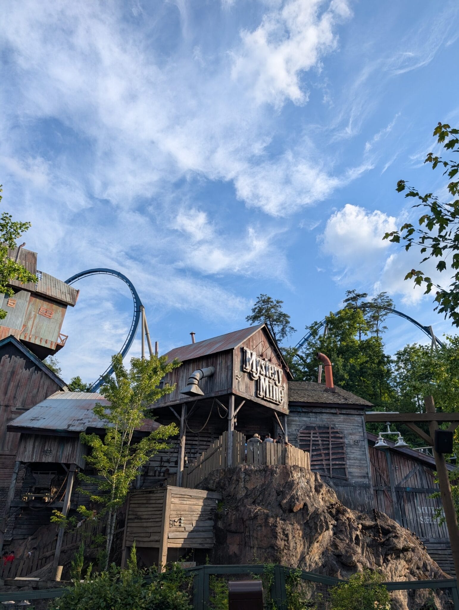 Exterior of Mystery Mine with Wild Eagle Behind it at Dollywood in Pigeon Forge, TN Photo Credit: Lindsay Harvey-Simply Touring
