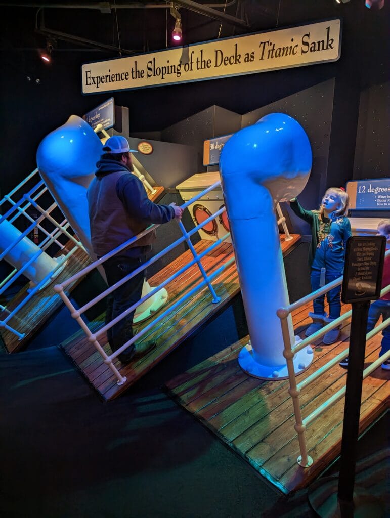 Man on the sloped deck at Titantic Museum in Pigeon Forge, TN Photo Credit: Lindsay Harvey-Simply Touring