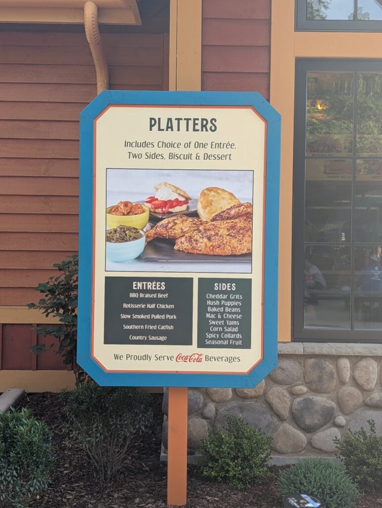 Platter options at Wilderness Pass Restaurant at Dollywood Photo Credit: Lindsay Harvey-Simply Touring