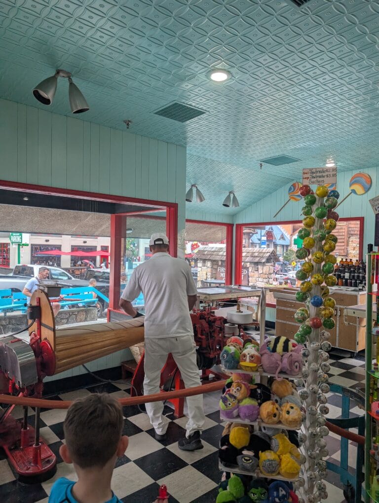 Taffy being made at Ole Smoky Candy Kitchen in Gatlinburg, TN