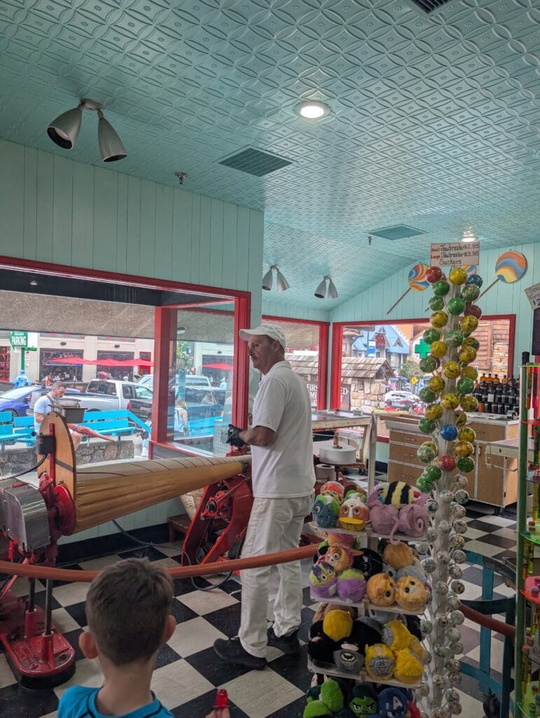 Ole Smoky Candy Kitchen: A Sweet Tradition 7 Watching Taffy being made at Ole Smoky Candy Kitchen in Gatlinburg, TN