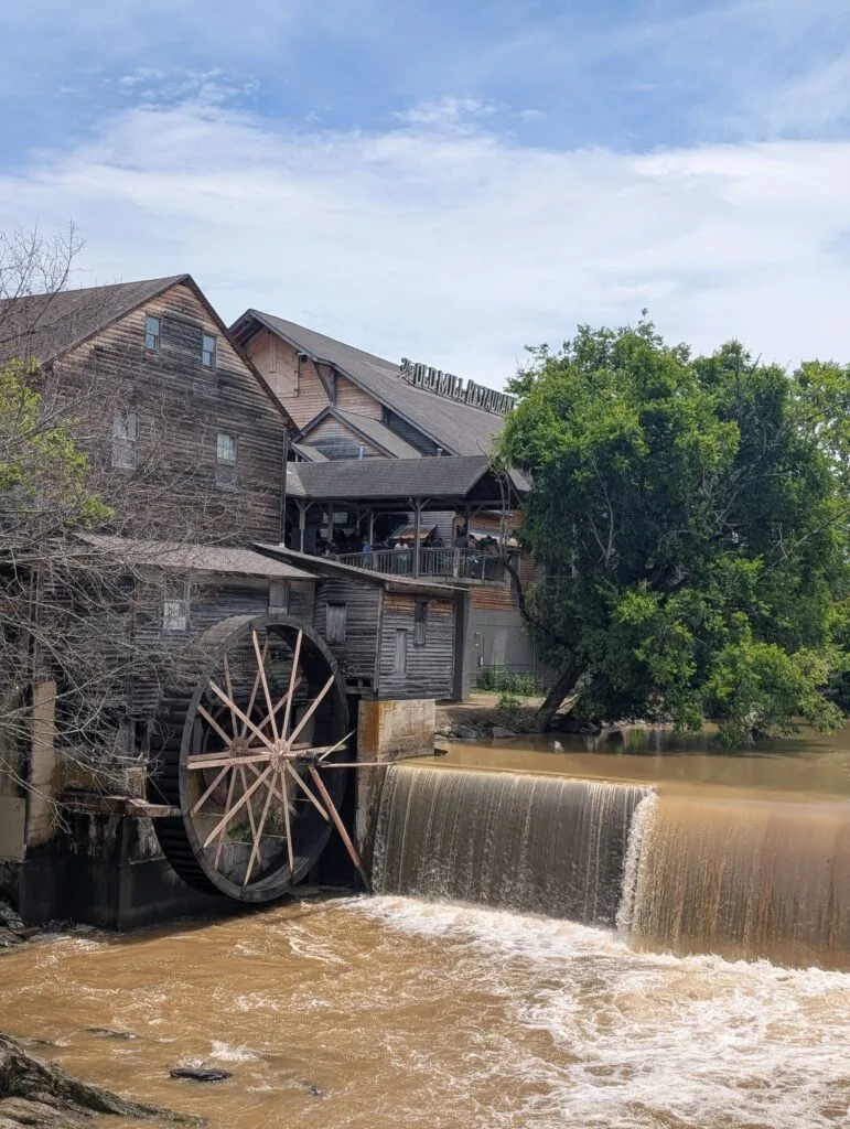 Close up of Water Wheel at Old Mill Restaurant in Pigeon Forge, TN