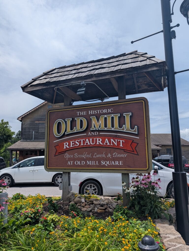 Old Mill and Restaurant Sign in Pigeon Forge, TN