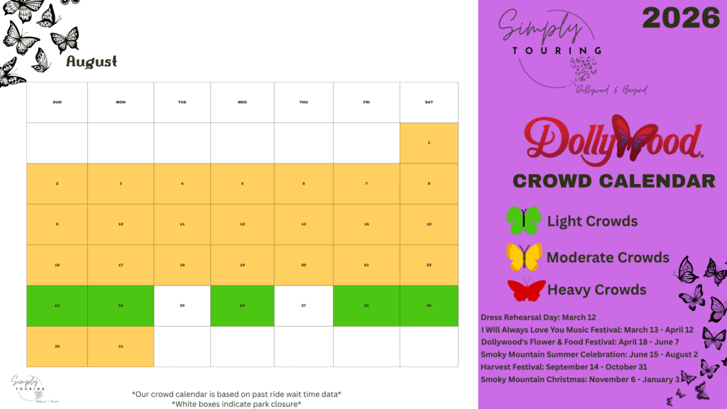 August Crowd Calendar 2026