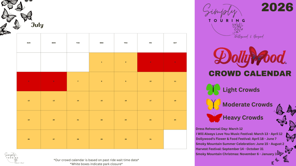 July Crowd Calendar 2026