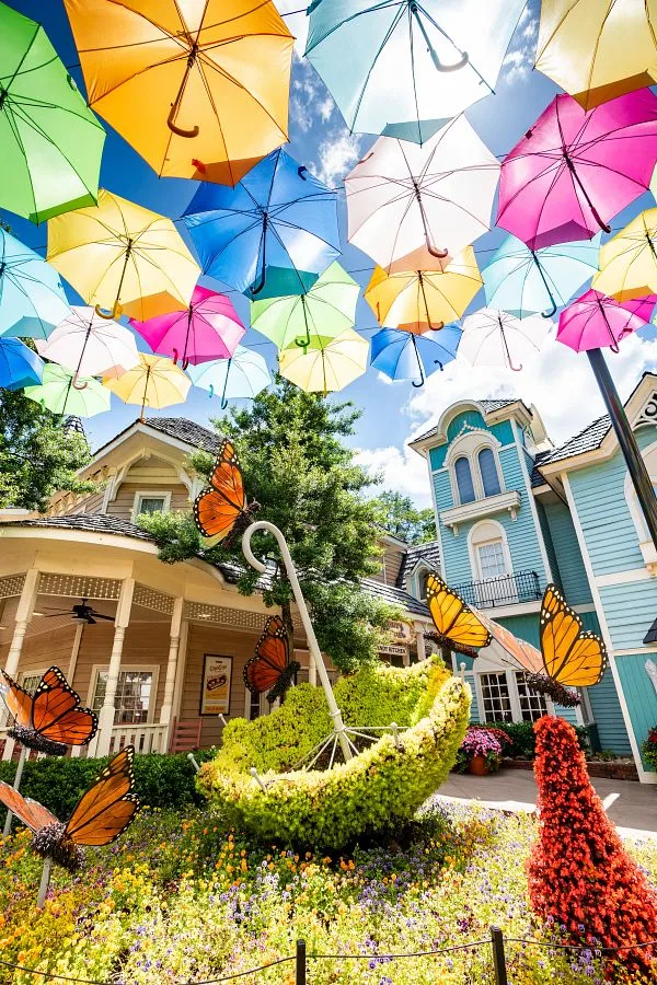 Umbrella Sky and Topiary at Flower and Food Festival at Dollywood