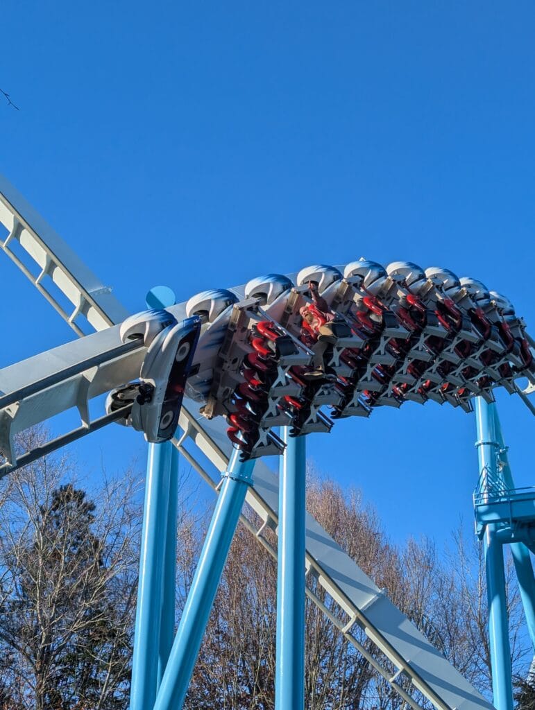 Coaster at Busch Gardens Williamsburg during Christmas Town