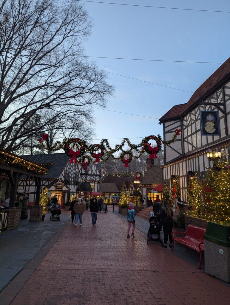 Entrance into Busch Gardens Williamsburg during Christmas Town