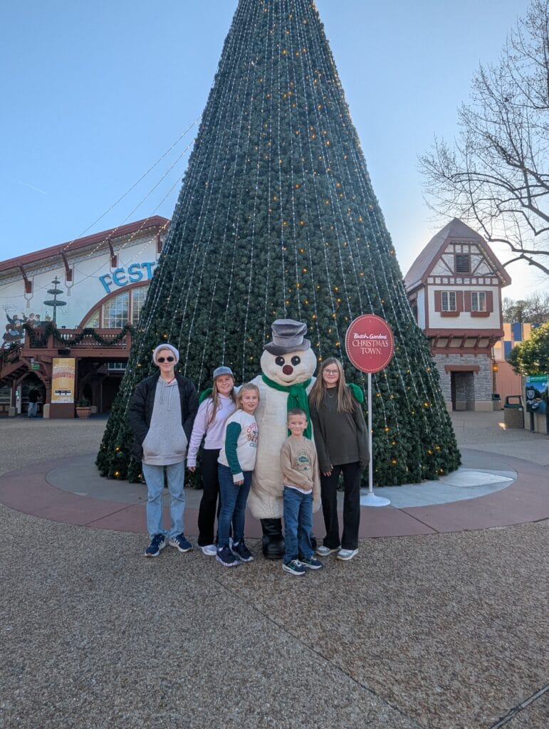 Frosty at Busch Gardens Williamsburg during Christmas Town