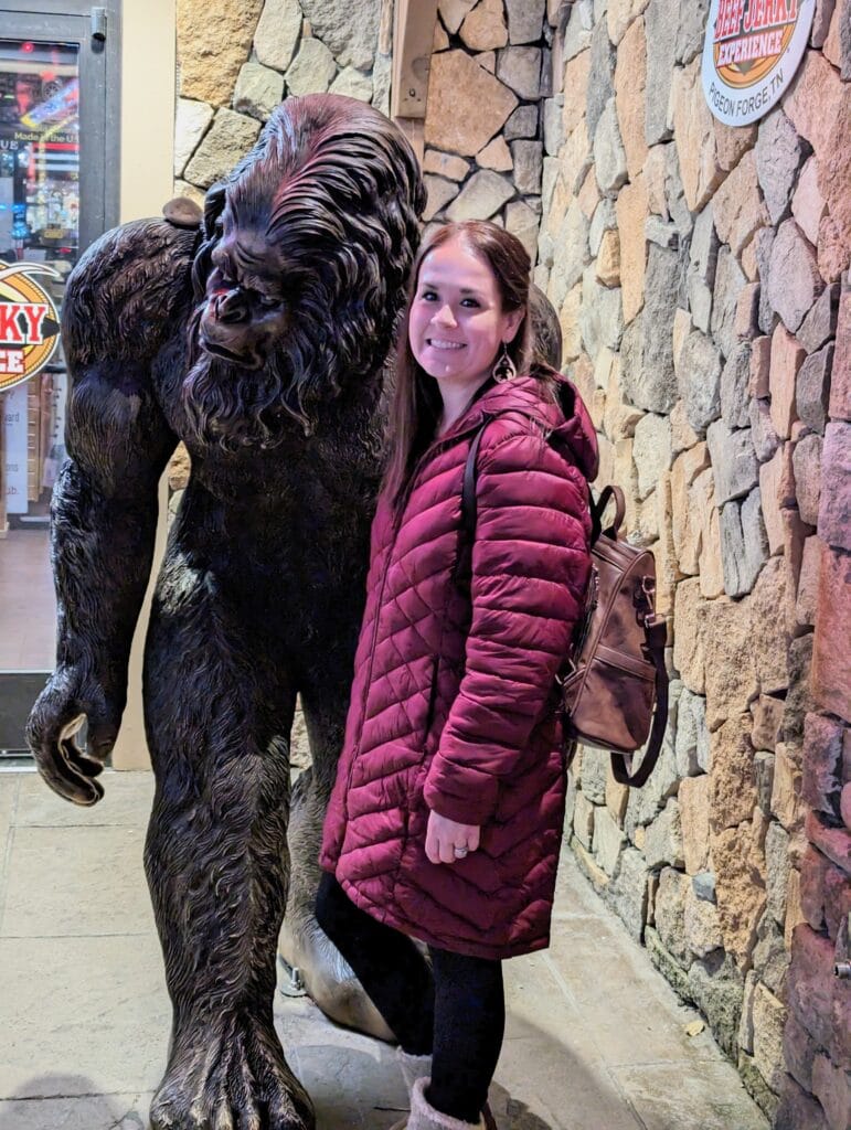 Best Pigeon Forge Nightlife for Adults: Things to Do After Dark in the Smoky Mountains 8 Lindsay Harvey with Big Foot ar the Island in Pigeon Forge, TN