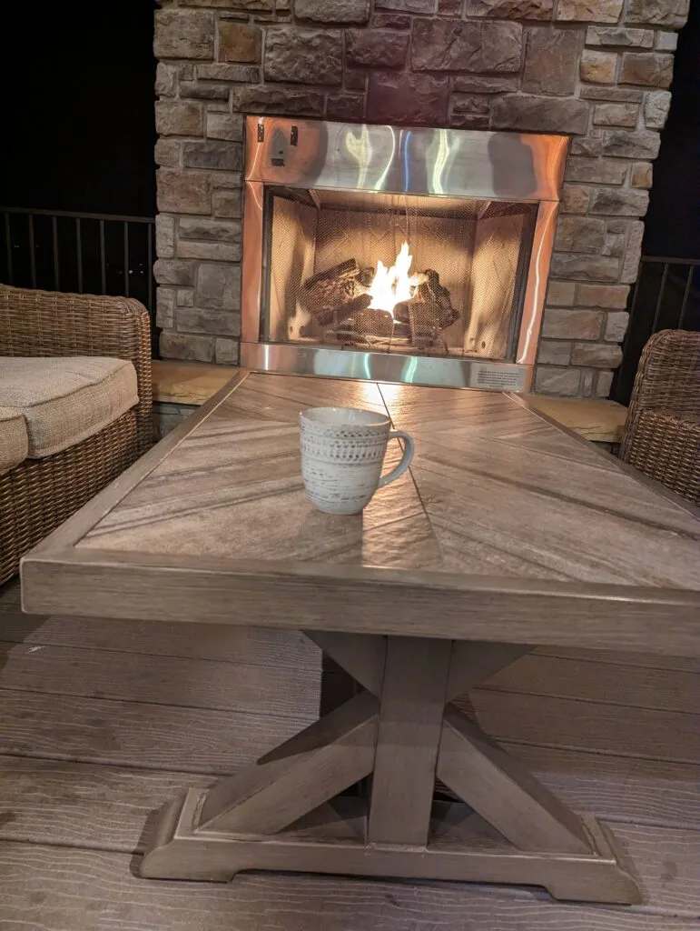 Outdoor Fireplace at Mountain Celebration Cabin