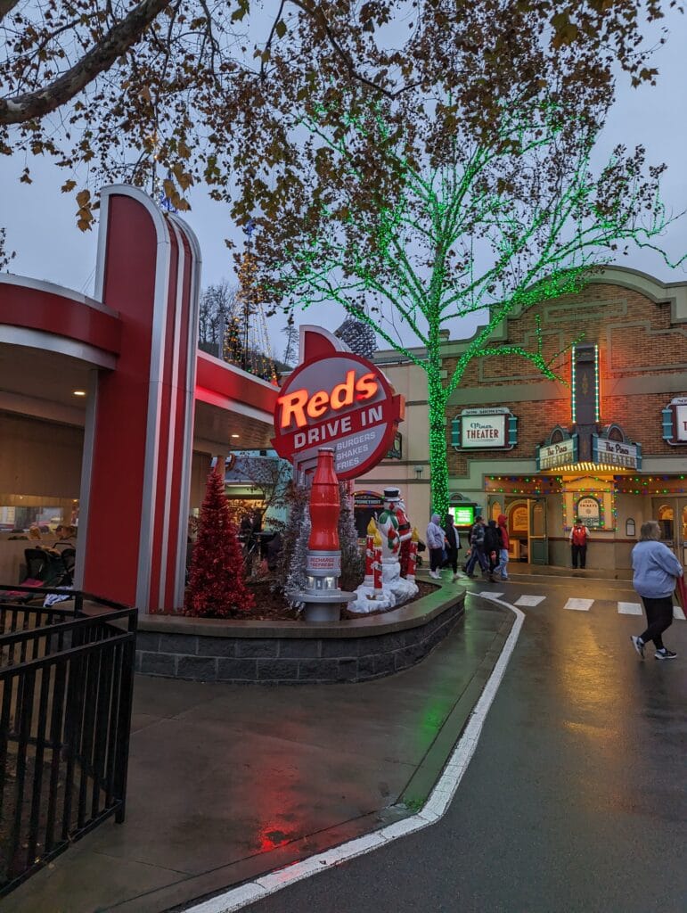 Visiting Dollywood on a Rainy Day: Everything You Need to Know 3 Red's Drive In at Dollywood during the rain